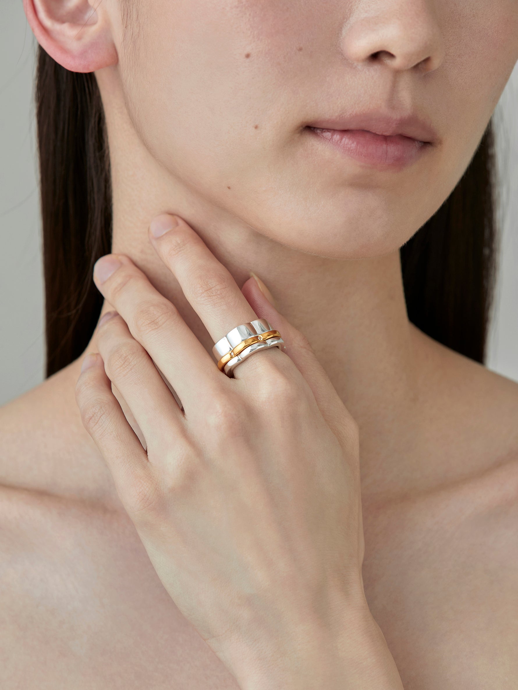 Flower Line Ring Diamond -Gold-