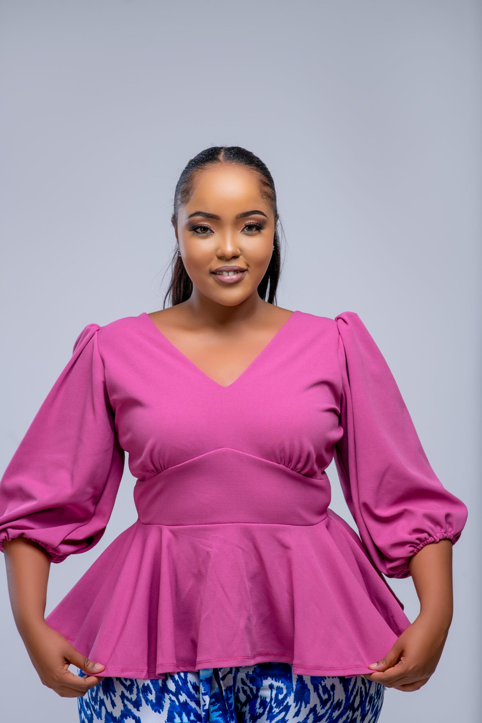 Peplum Top -Rose Purple - Plain Chic Nairobi