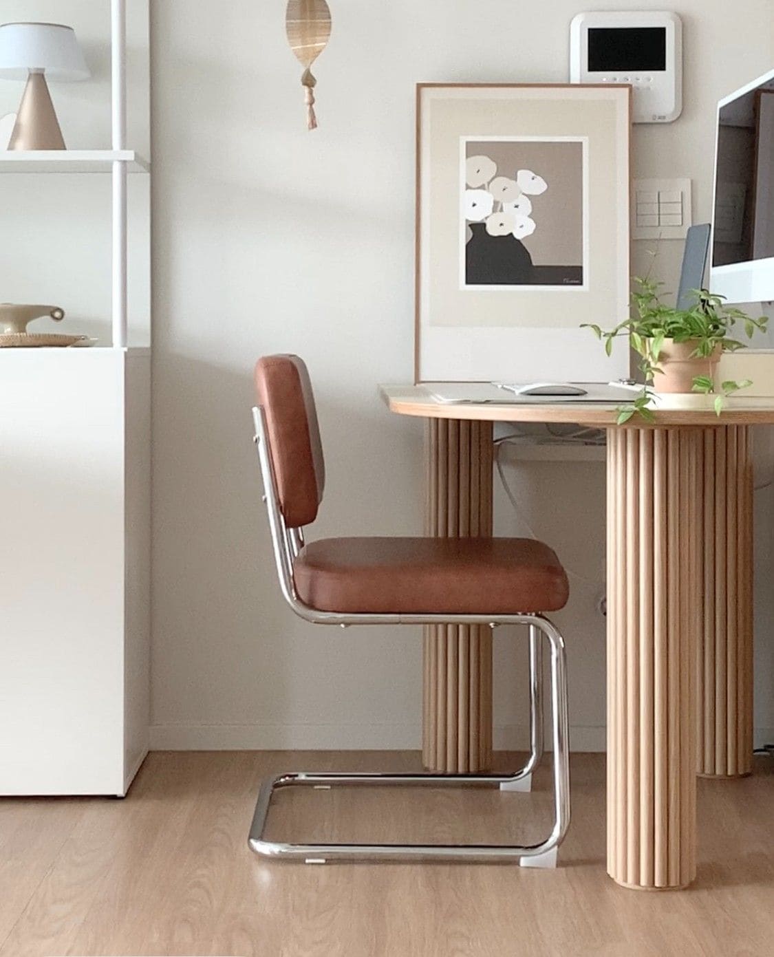 ミッドセンチュリー ラタン チェア 2脚セット ブラウン シルバー