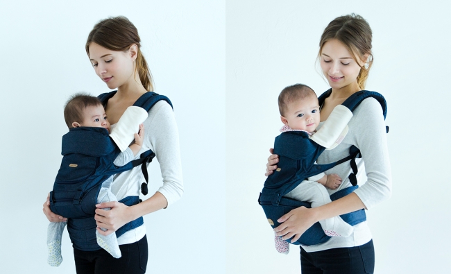 国内初】ヒップシートキャリアに新パーツ登場！赤ちゃんを台座×腰