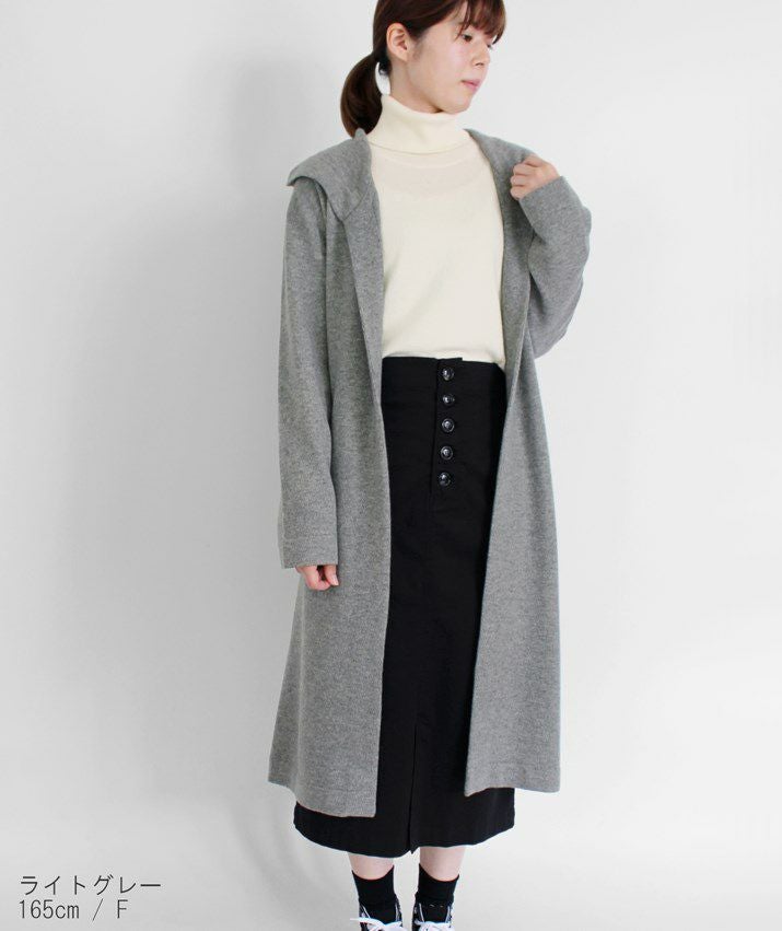 カシミヤ100％フード付きロングカーディガン | Milestone公式