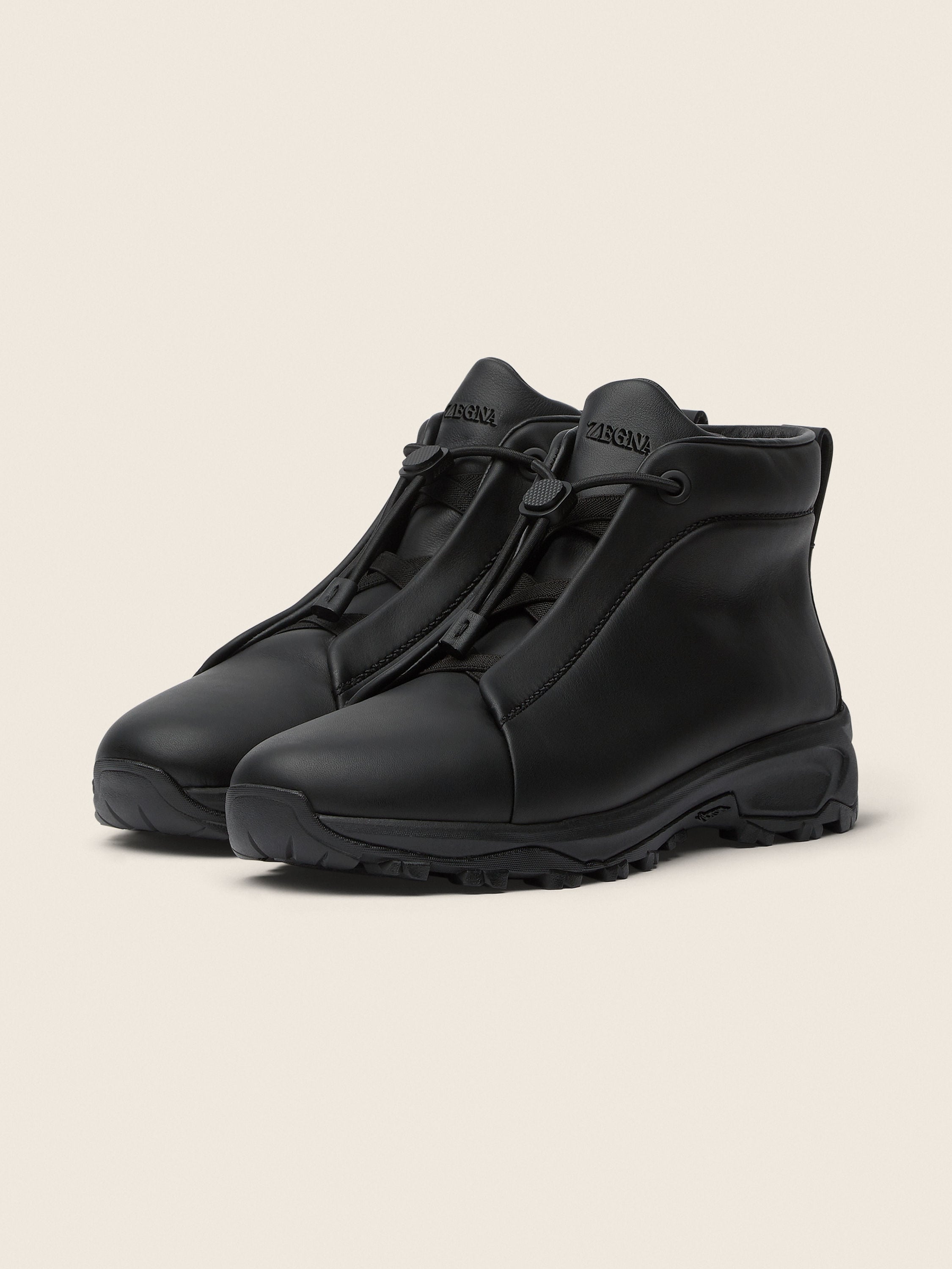 Black Leather Triple Stitch™ Vetta Sneakers FW25 28401450 | Zegna US