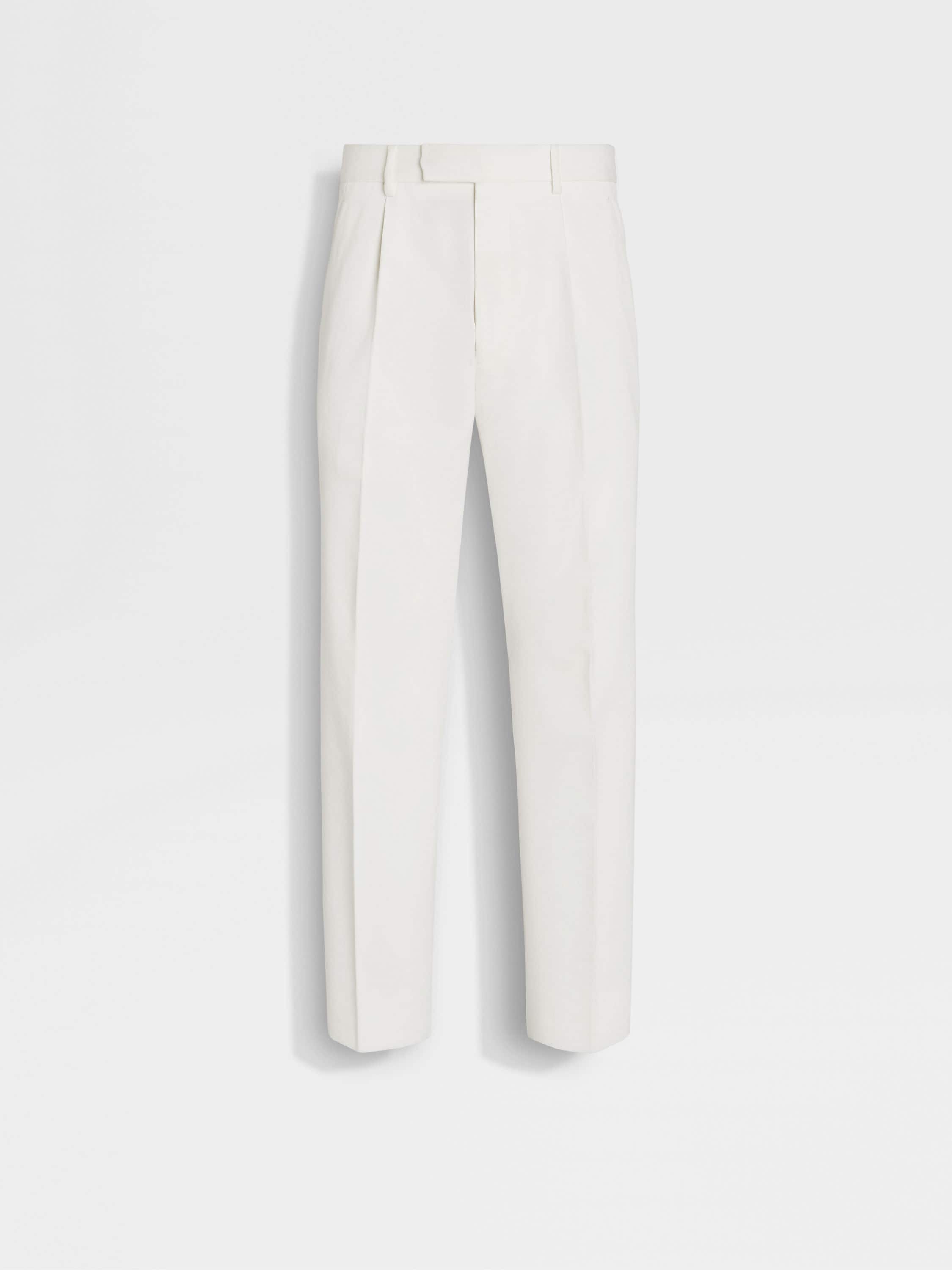 White Cotton and Wool Pants FW25 31767210 | Zegna US