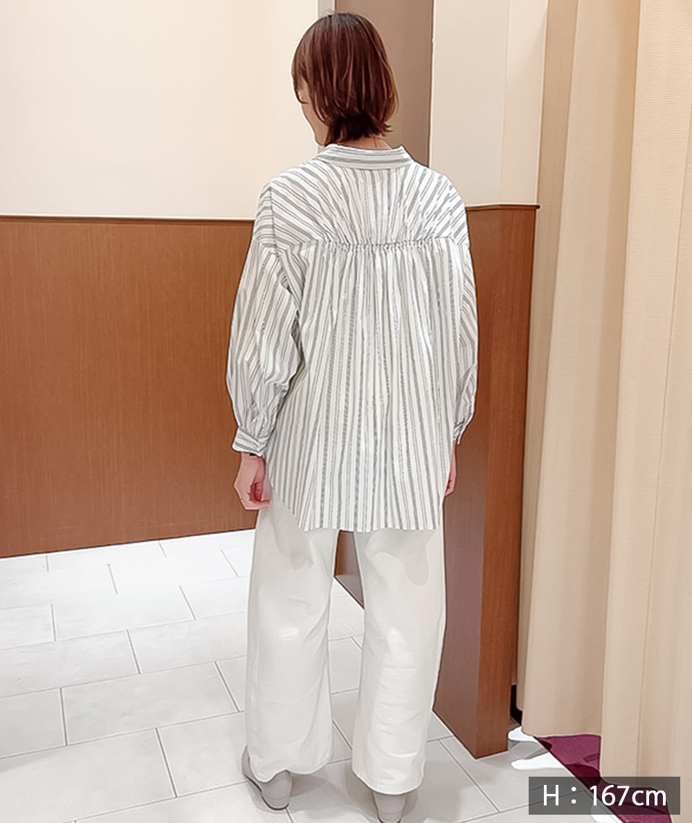 バックギャザーストライプシャツ(ブラウス・シャツ) | Alphabet's