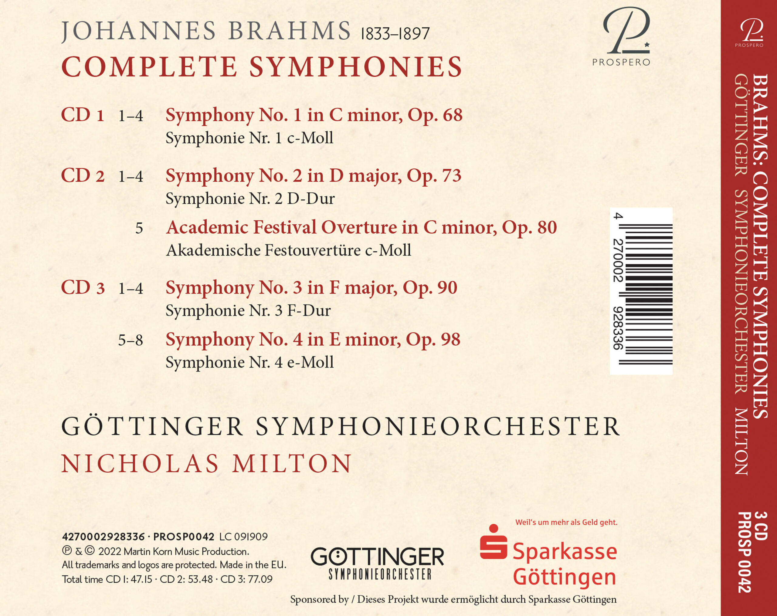 Göttinger Symphonieorchester/Nicholas Milton – Brahms: Complete