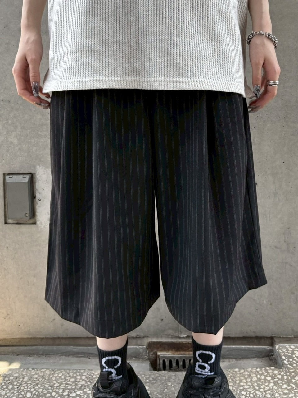 nmtc +】stripe slacks shorts / 【エヌエムティーシープラス