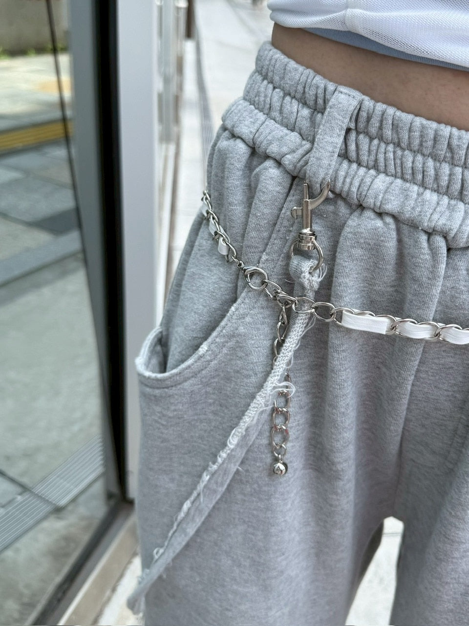 nmtc +】string damage sweat pants (2color) / 【エヌエムティーシー