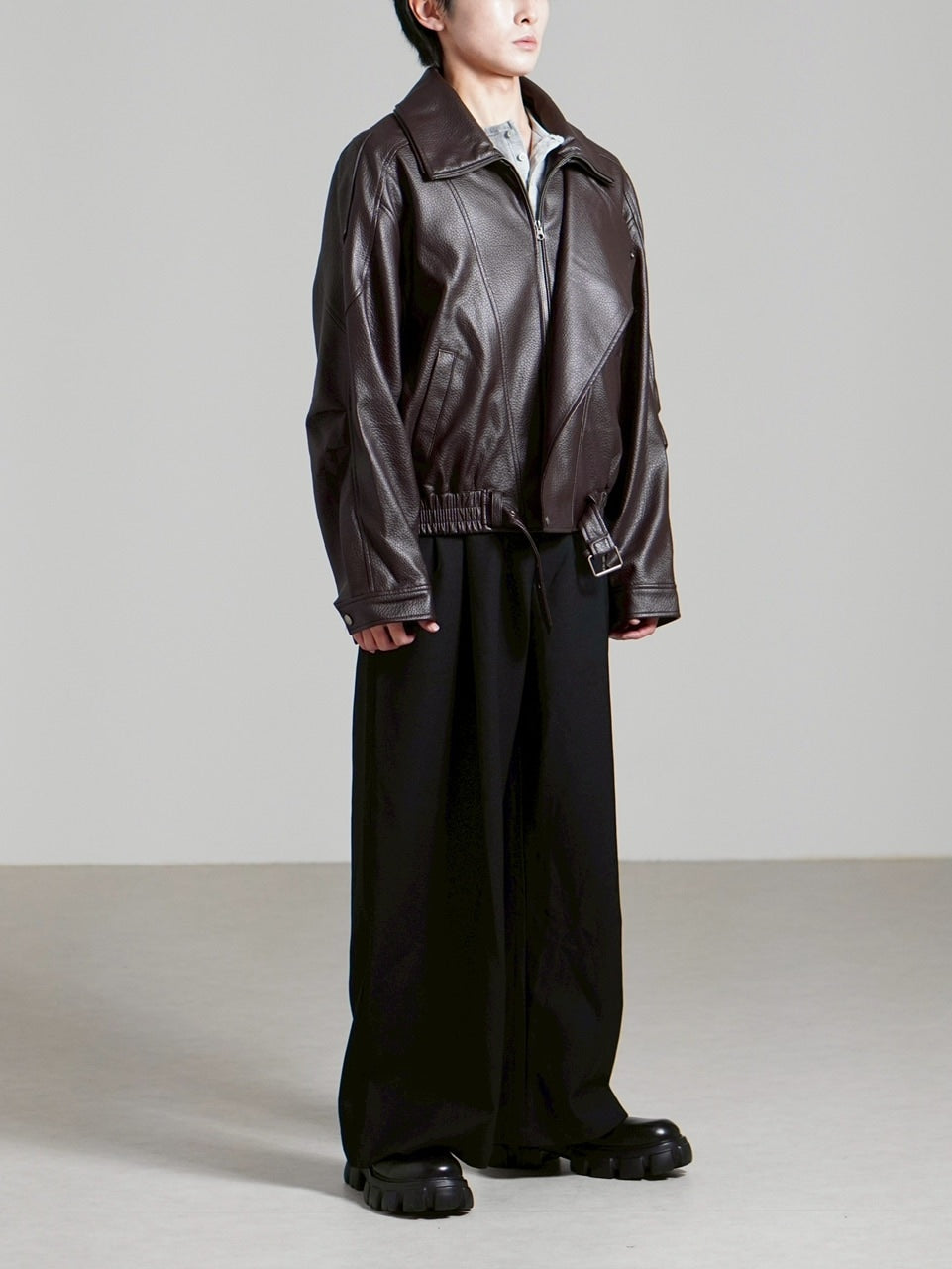 受注制【Chikashitsu +】high neck non-leather bomber jacket