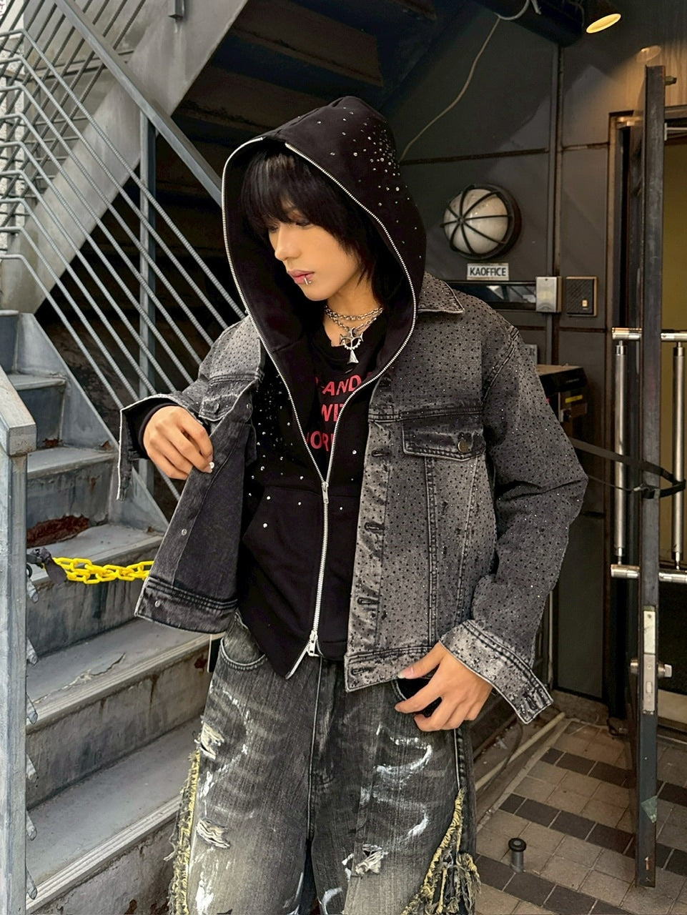 Never mind the XU】rhinestone denim jacket / 【ネバーマインドザ