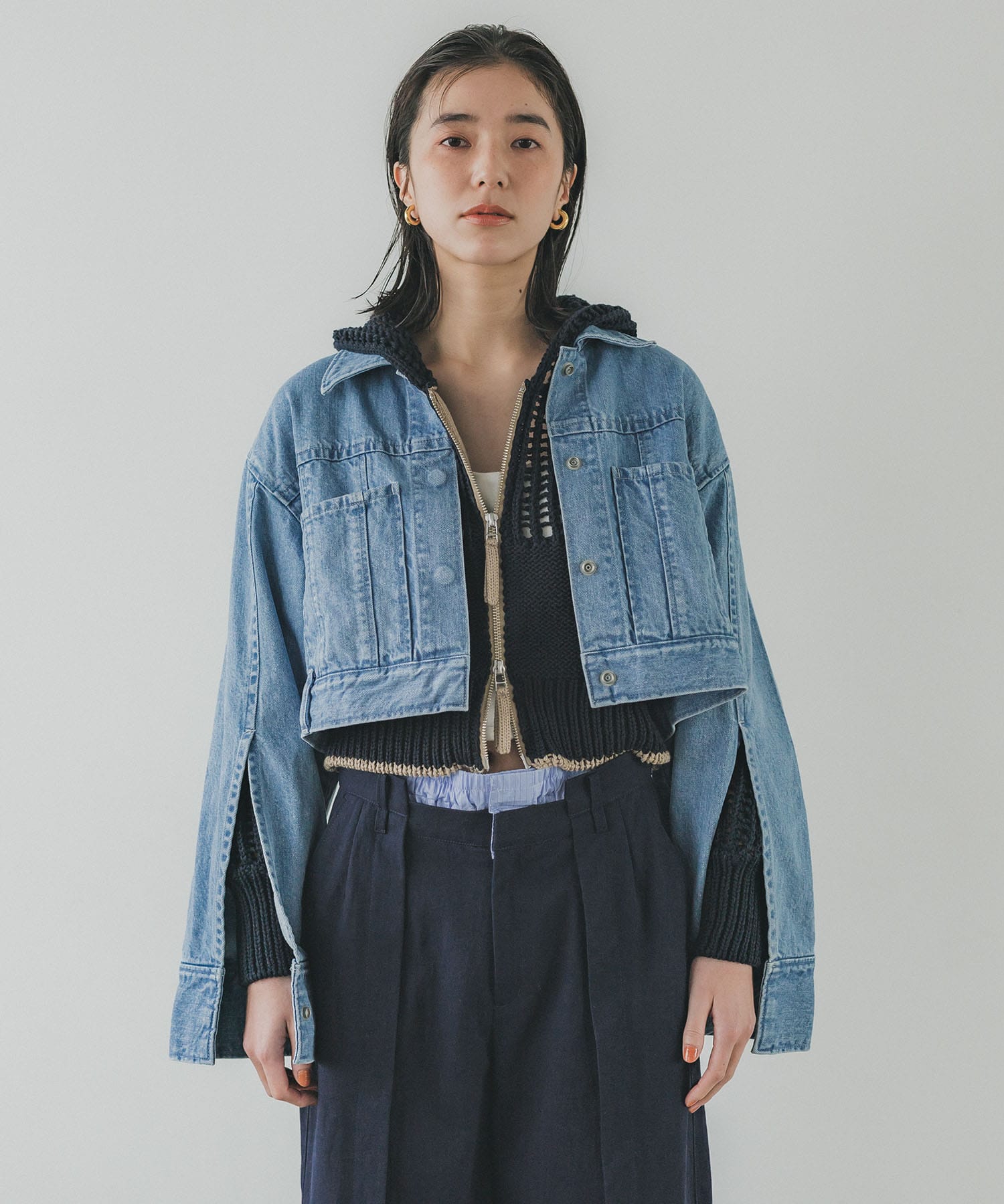 ショートデニムジャケット(FREE LIGHT BLUE): : ウィメンズ｜PUBLIC