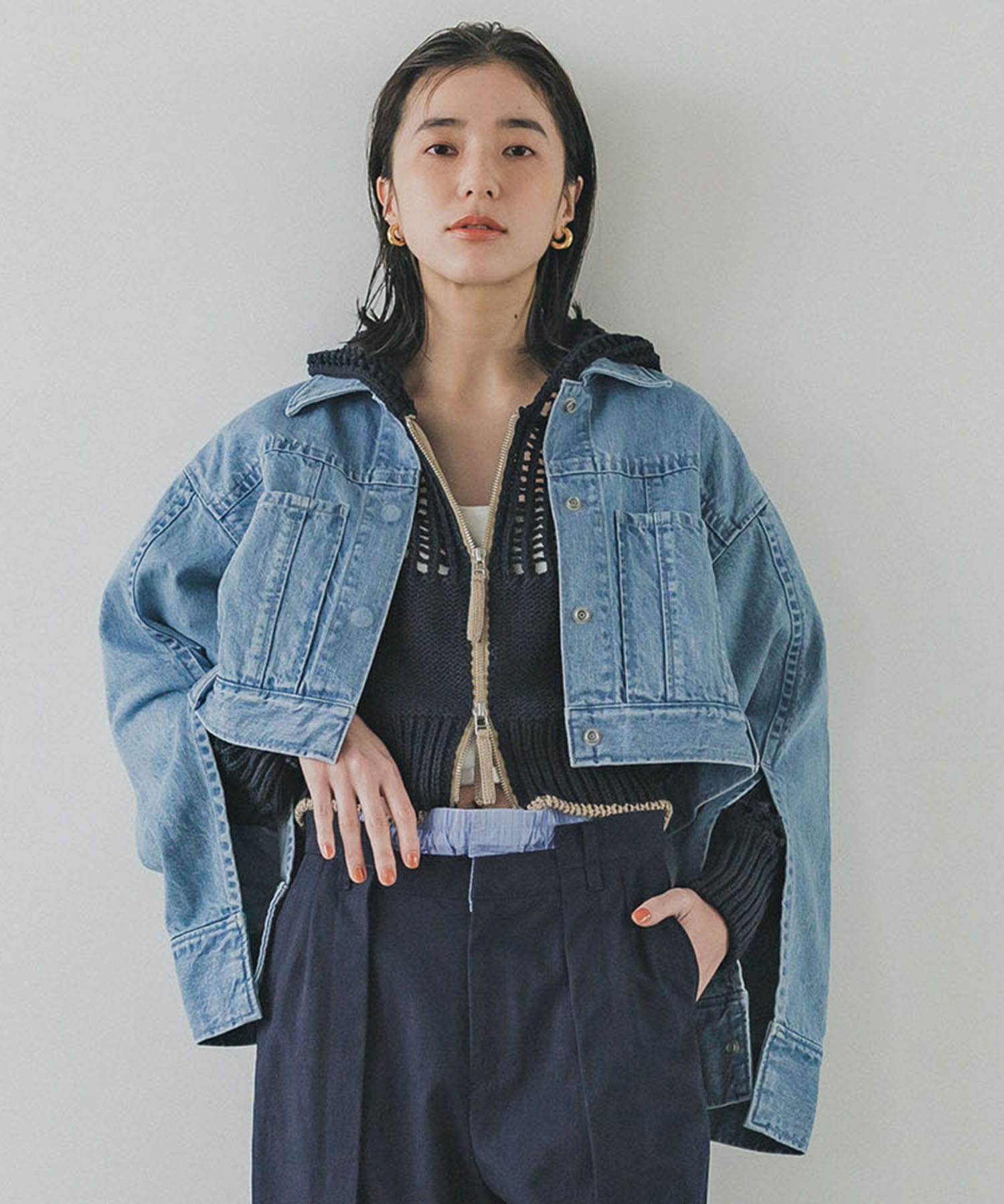 ショートデニムジャケット(FREE LIGHT BLUE): : ウィメンズ｜PUBLIC