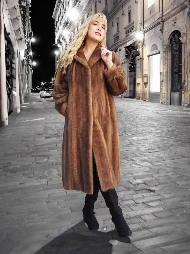 Pastel Autumn Haze Brown Mink Fur Coat– Purple Shoshana Furs