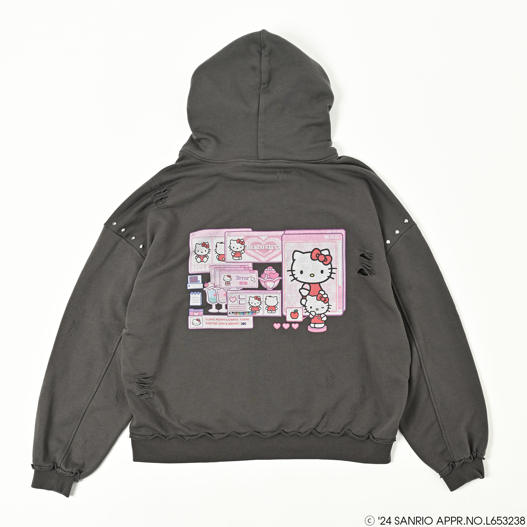 QOOZA × HELLO KITTY / KITTYコラボパーカー〔GRY〕（Q0069） - QOOZA