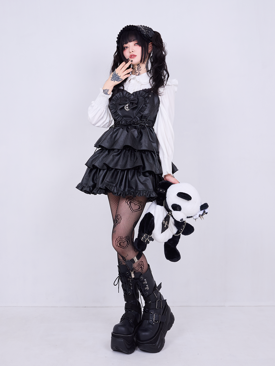 IMVAL / Frill Heart Dress [BLK] - QOOZA