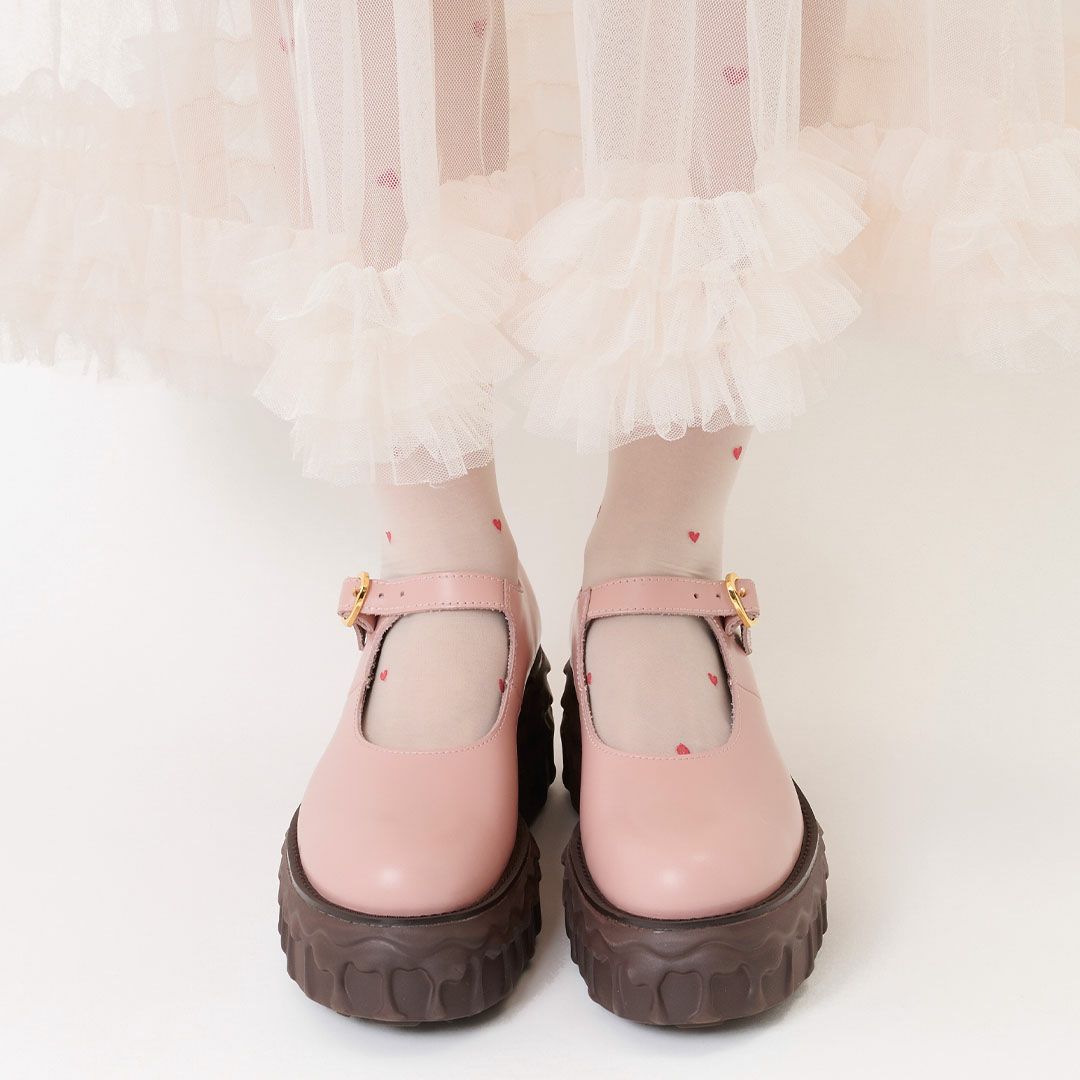 本革】メルティングチョコレート メリージェーン（ペールピンク