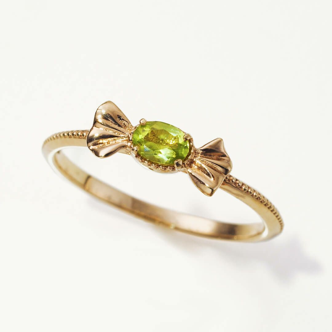 残り1点】プチグリーンアップルキャンディー リング(K10-Yellow ) | Q