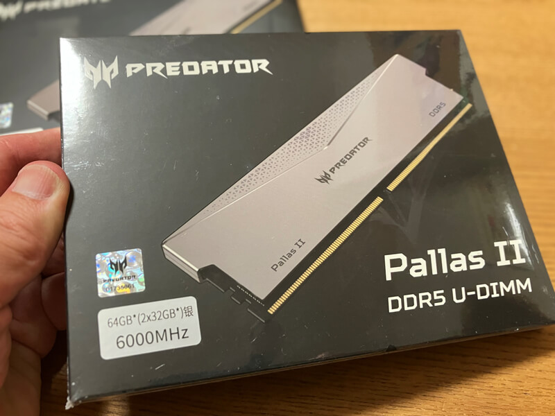 メモリ】Acer PREDATOR Pallas II DDR5-6000MHzの感想とレビュー