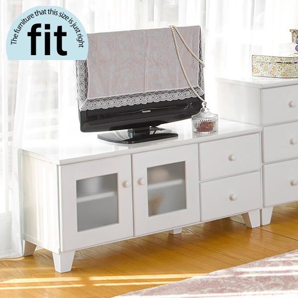 ホワイトテレビボード ガラス扉付き 半完成品 [幅85.5] fit | テレビ台