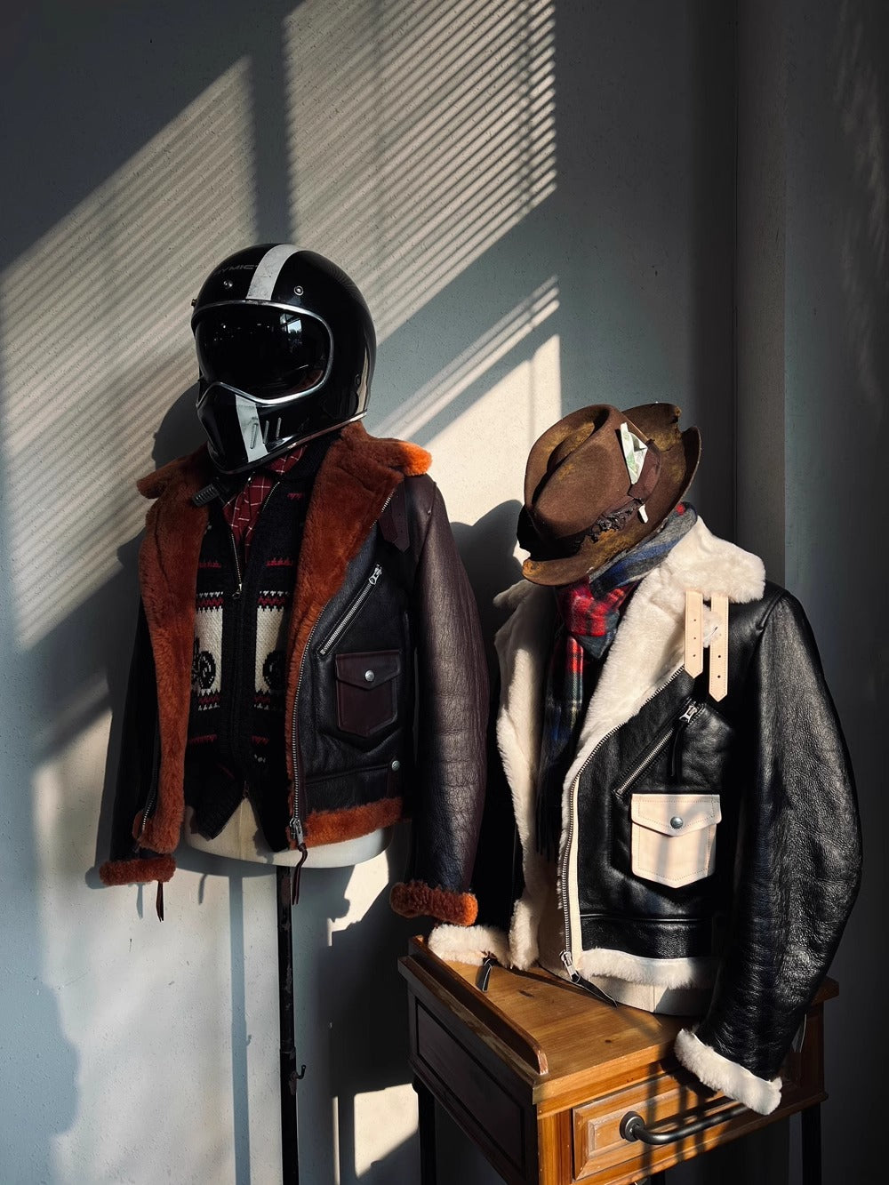 2色展開☆オーストラリア産 ムートン ダブルライダースジャケット☆S