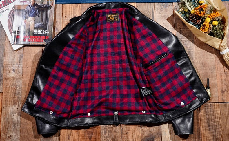 イタリア製カウレザー使用 Dポケ ダブルライダースジャケットS～4XL