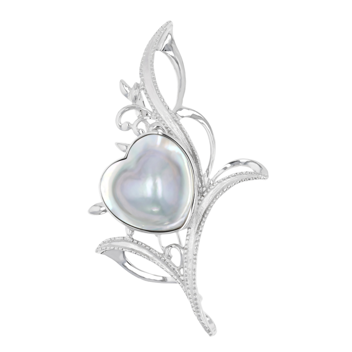 シルバー マベパール ハートシェイプ デザインブローチ - QVC.jp