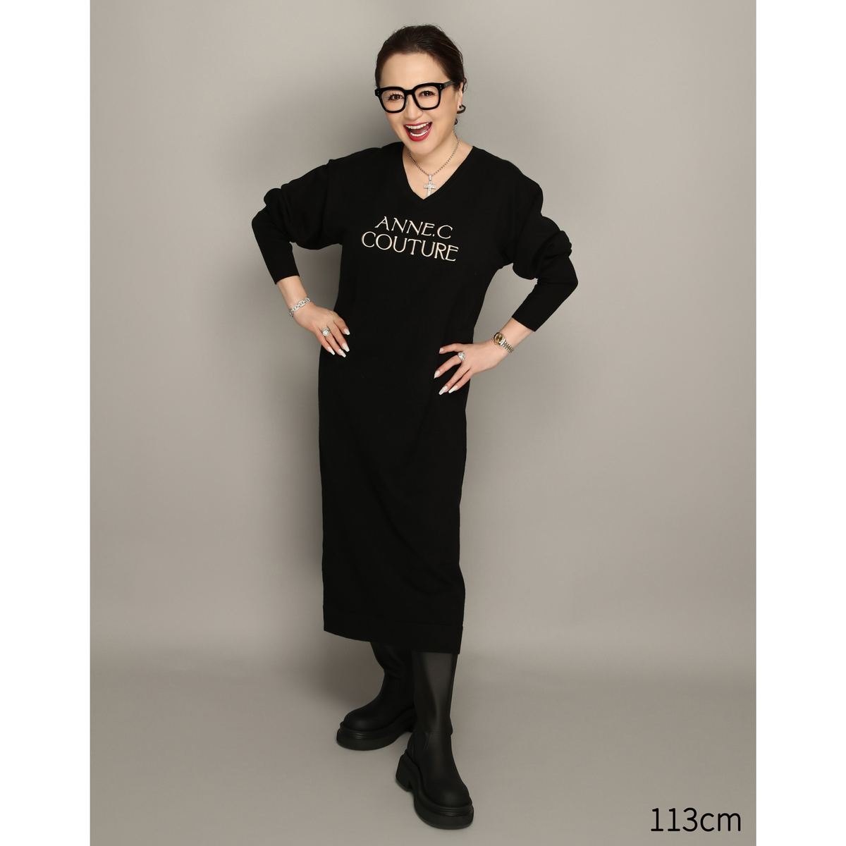 Anne Coquine選べる着丈コアスパンヤーンニットワンピース