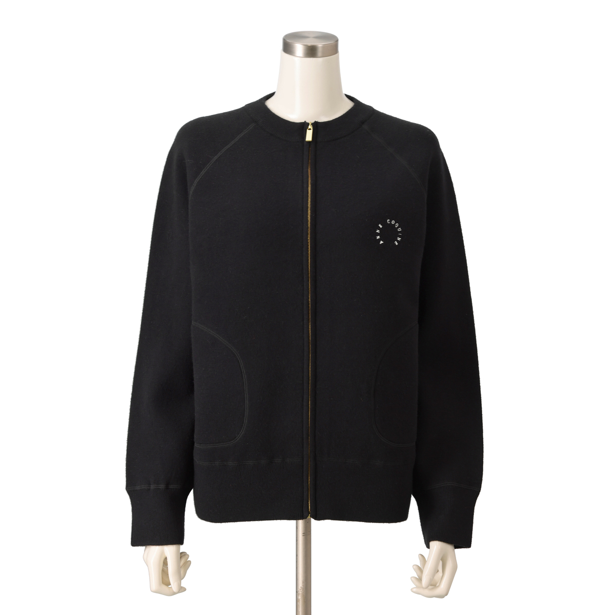 Anne Coquine コアスパンヤーンニットジップアップブルゾン