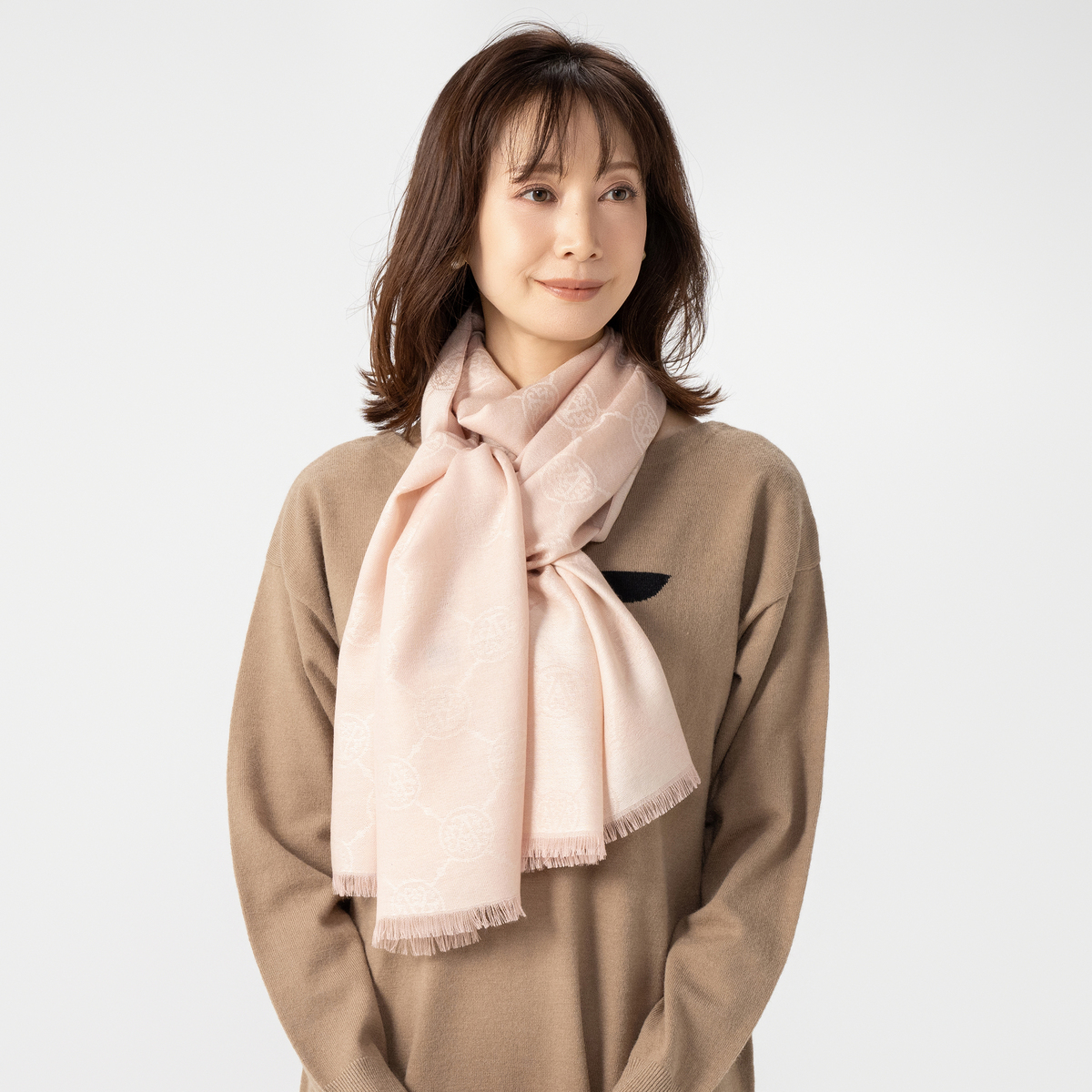 Anne Coquine カシミヤモノグラムジャガードストール アンコキーヌ