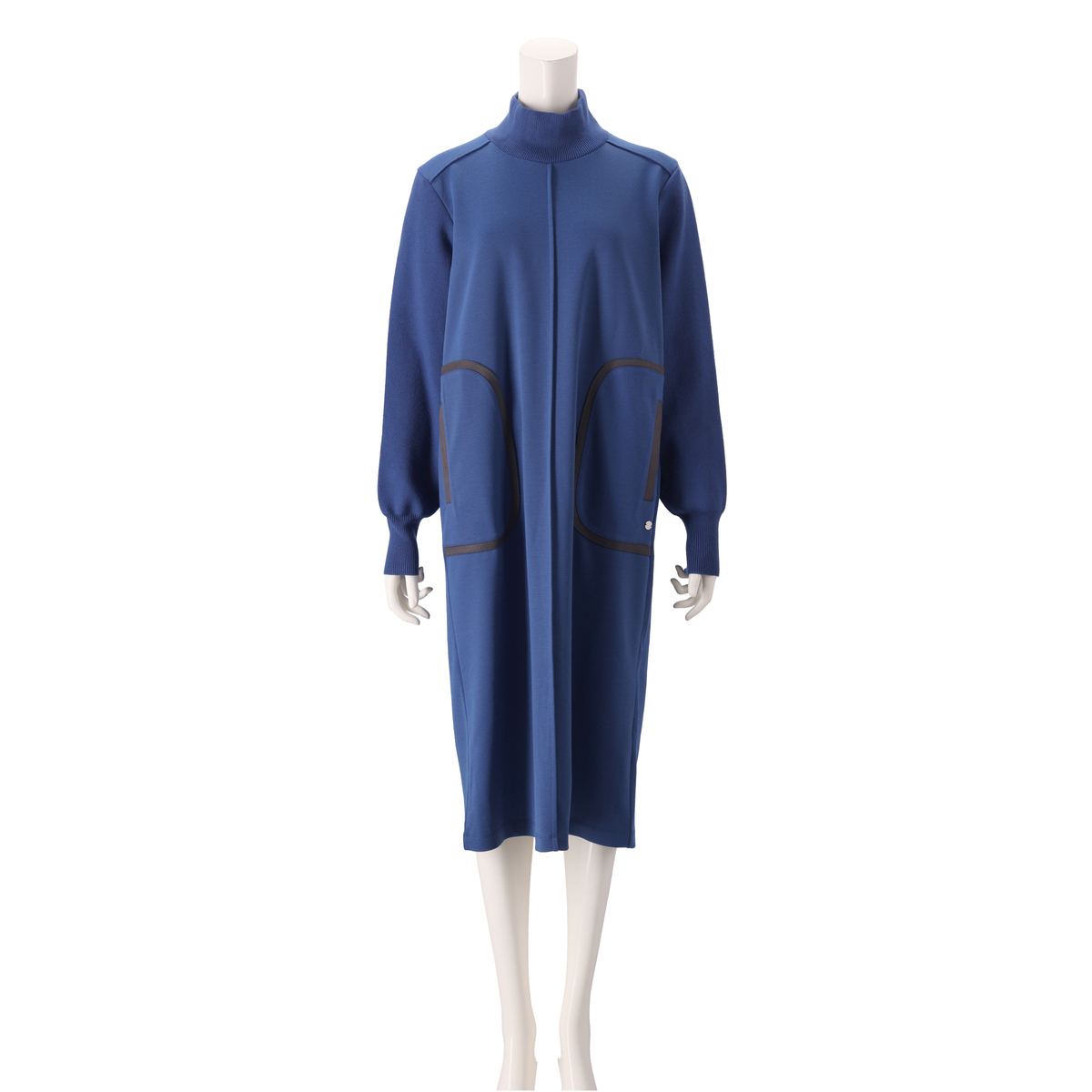 PCD タートルニットのポケットカラートリミングモダンワンピース