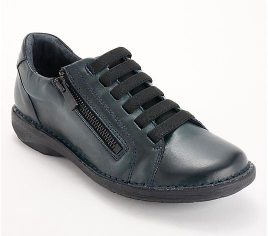 Miz Mooz Leather Side-Zip Casual Sneakers - Paxten - QVC.com