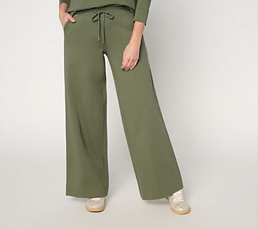 Denim & Co. Active French Terry Regular Wide Leg Pant - QVC.com