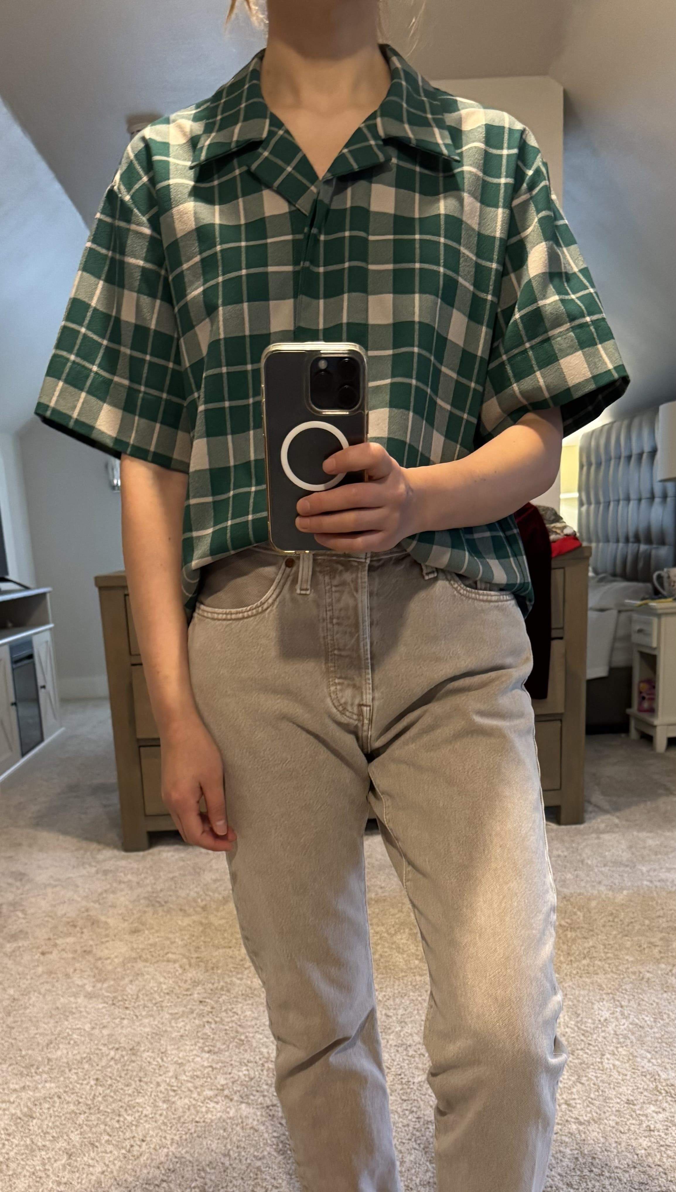 Green Check Boxy Top by MM6 Maison Margiela | Rent the Runway