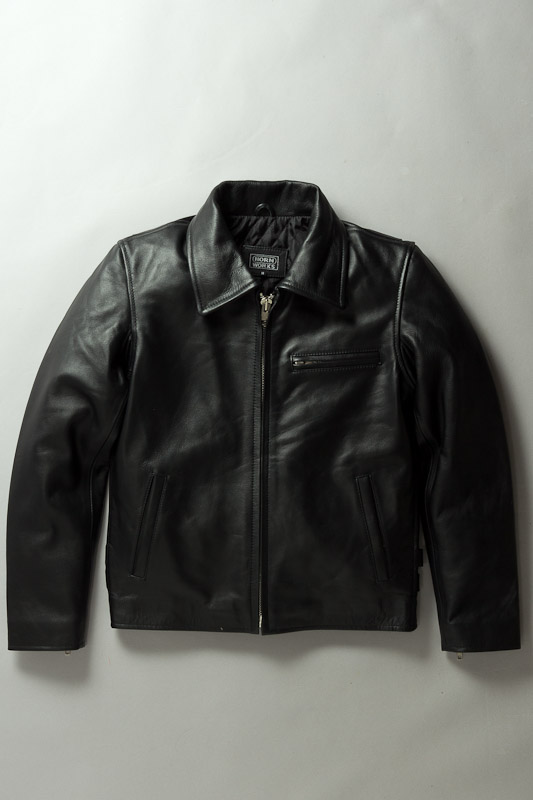 トラッカージャケット ブラック カウレザー、ライダースジャケット、革