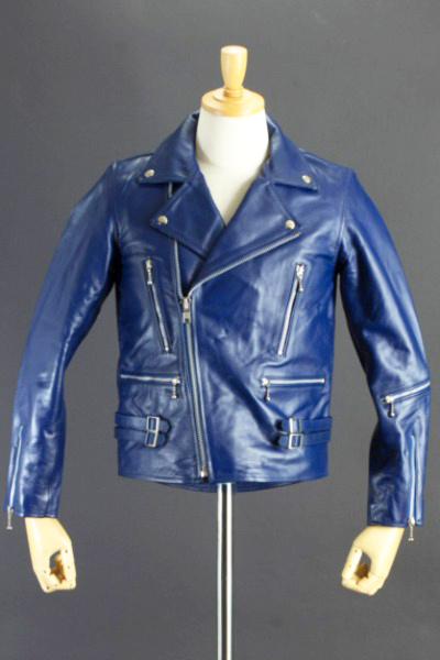 UKダブルライダースジャケット ブルー カウレザー、ライダース