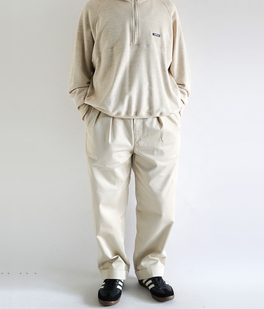 TapWater Cotton Chino Tuck Trousers [BEIGE] - Fresh Service