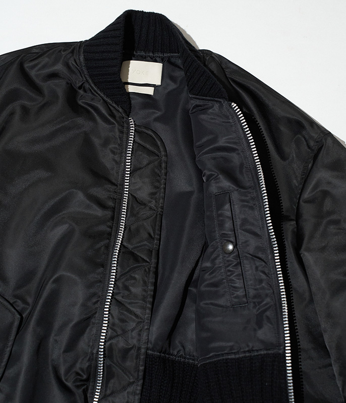YOKE Connected Rib Knit Flight Jacket [BLACK] - Fresh Service