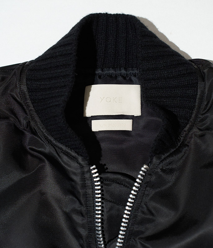 YOKE Connected Rib Knit Flight Jacket [BLACK] - Fresh Service