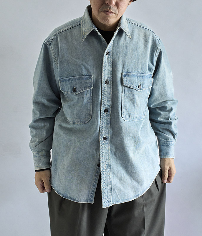 A.PRESSE Vintage Denim CPO Shirt [BLEACH] - Fresh Service