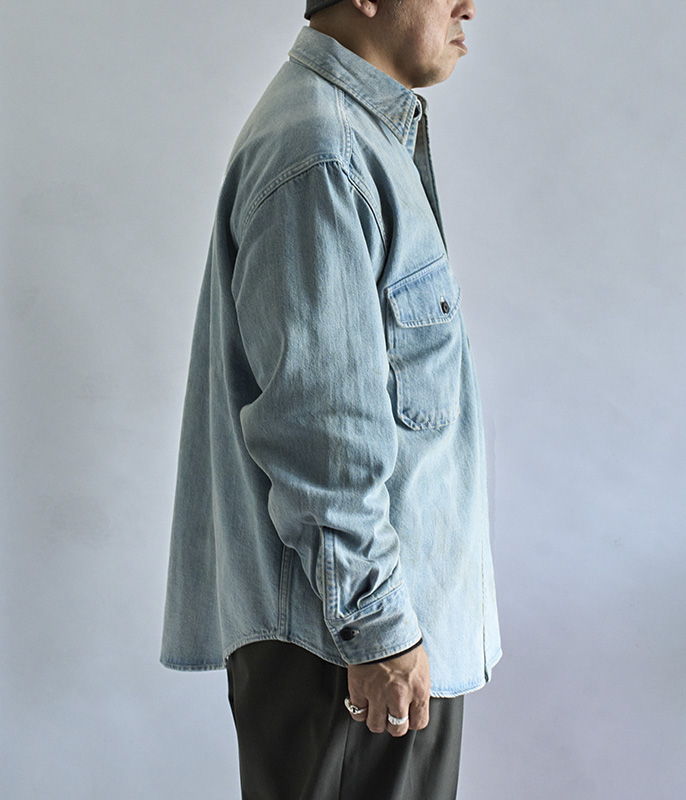 A.PRESSE Vintage Denim CPO Shirt [BLEACH] - Fresh Service