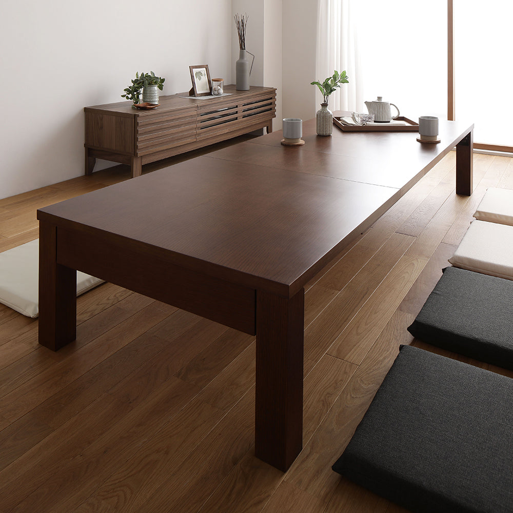 伸縮 折りたたみローテーブル / 伸ばして広々折り畳みできるセンター