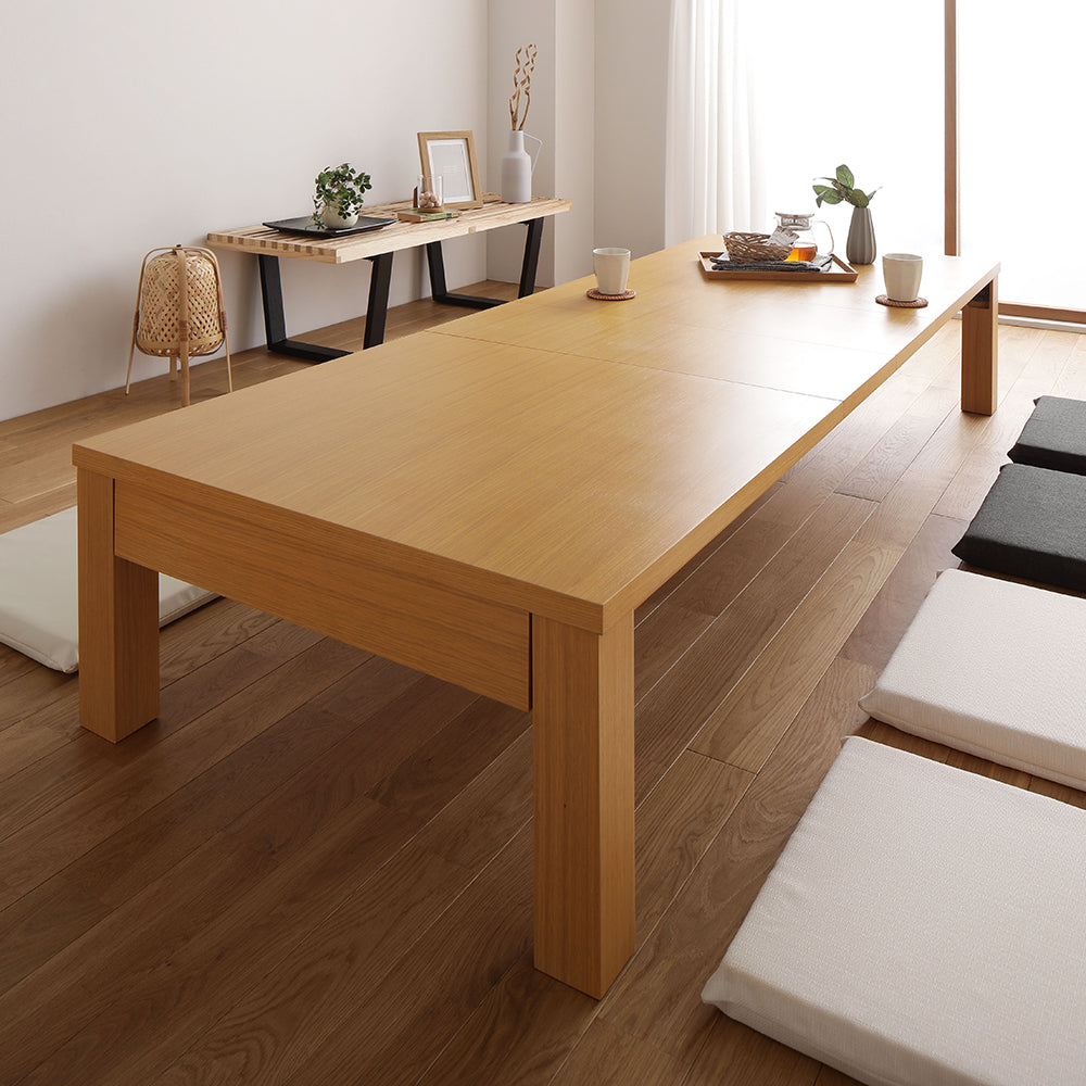 伸縮 折りたたみローテーブル / 伸ばして広々折り畳みできるセンター