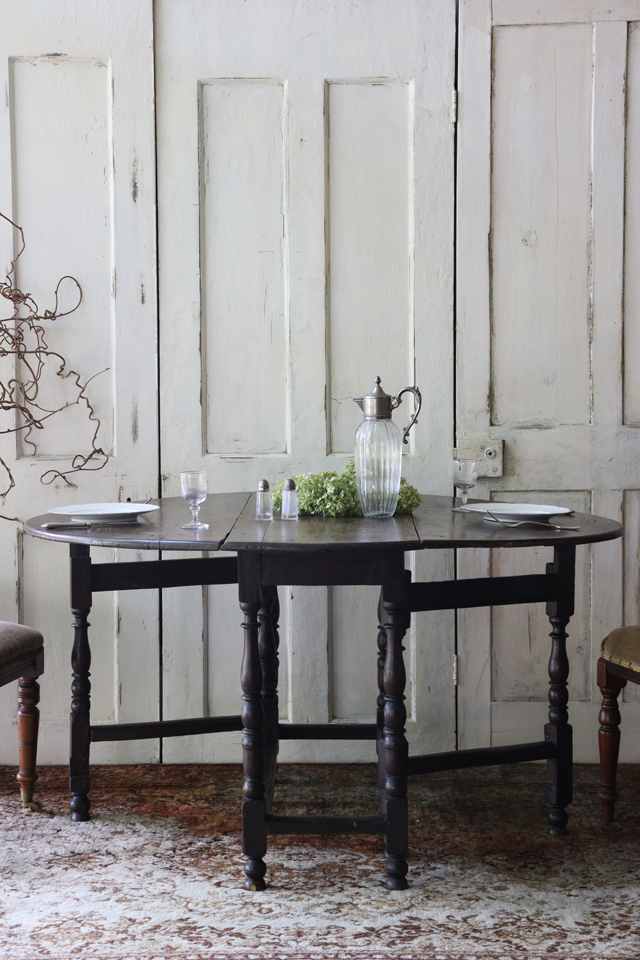 英国アンティーク木製ゲートレッグテーブル/ダイニング机バタフライ(89