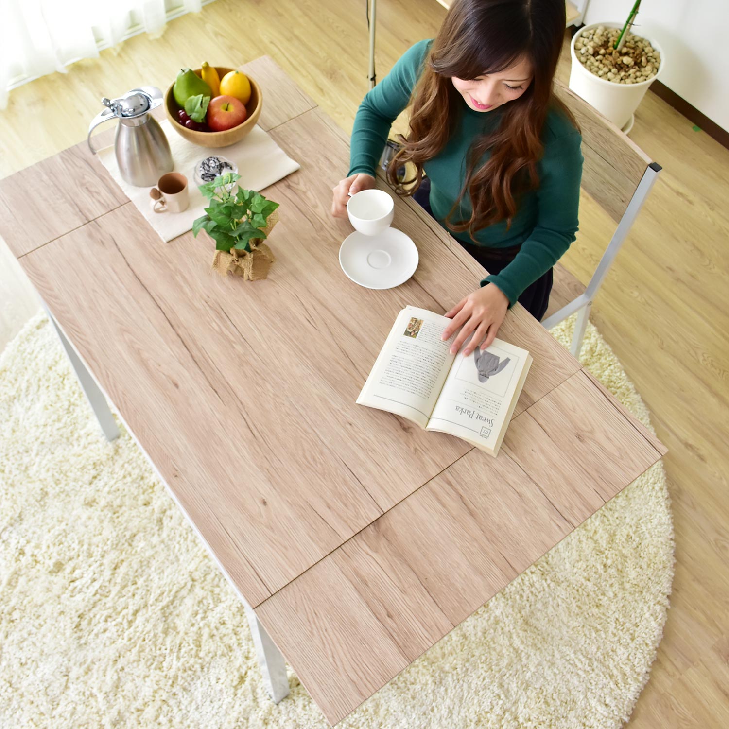 伸長式 ダイニングテーブル3点セット 幅80～120 フレイヤ