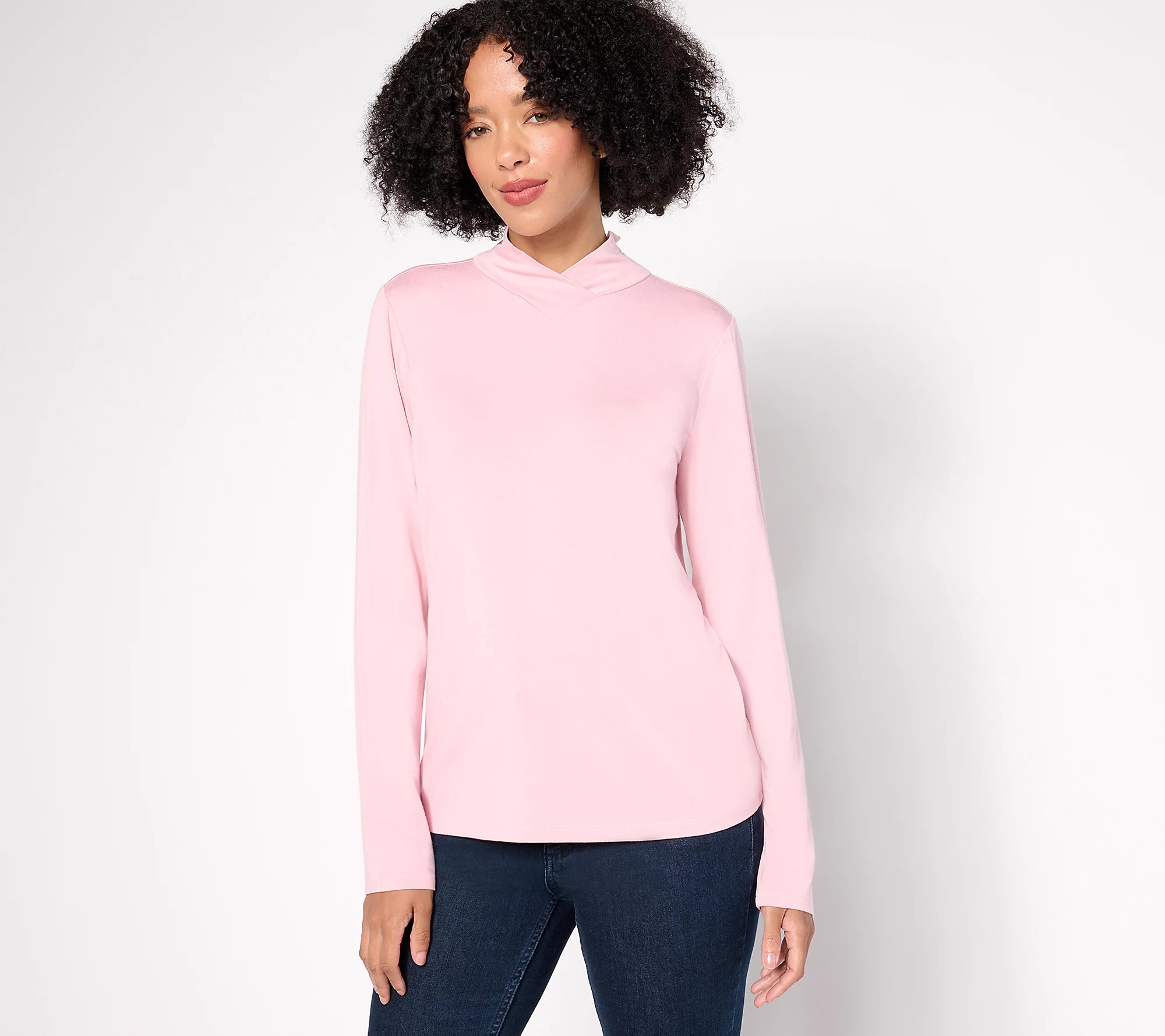 Attitudes by Renee Crossover Mock Neck Top – Renee Greenstein