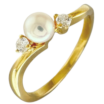 MIKIMOTO ミキモト リング 指輪 9号 18金 K18イエローゴールド パール