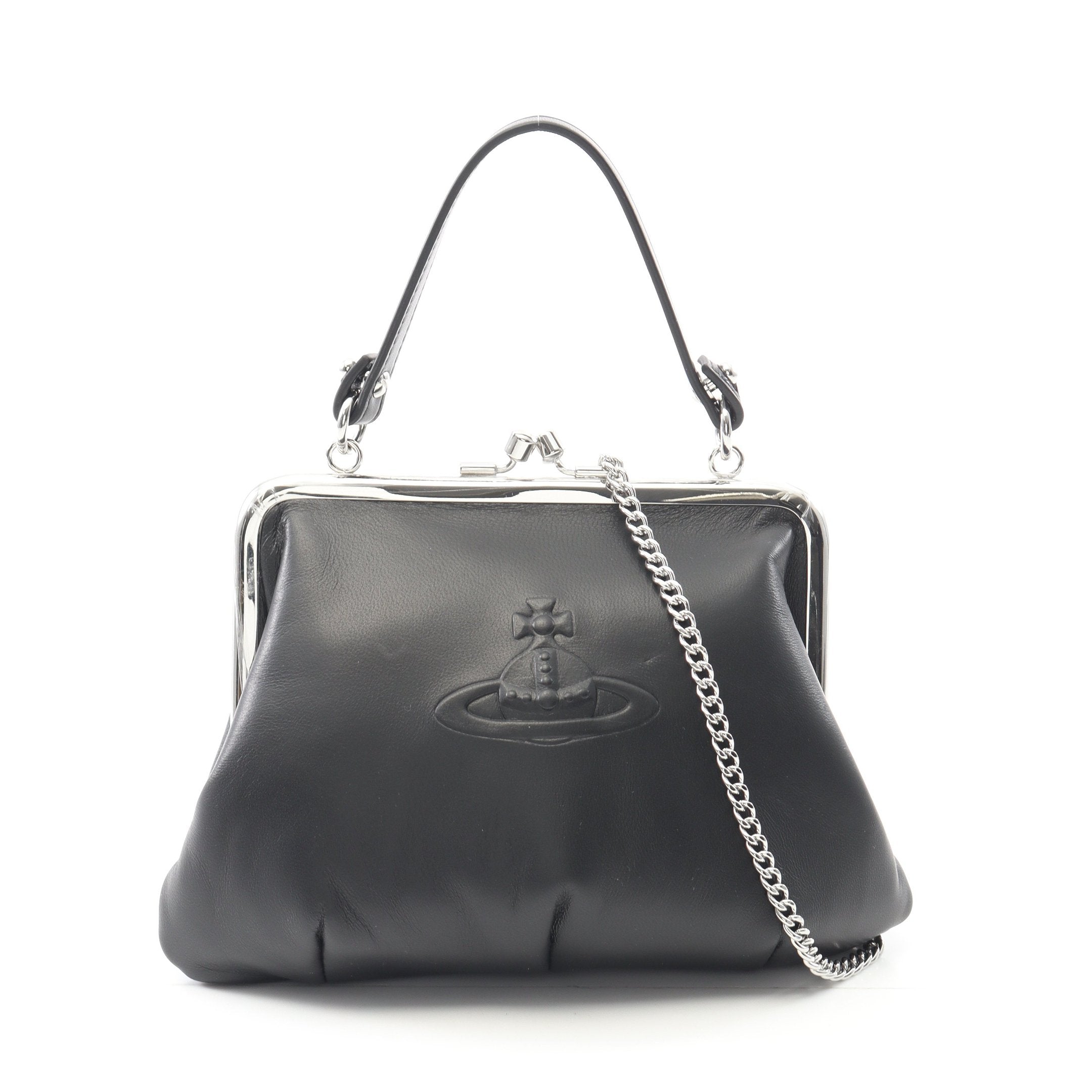 GRANNY チェーンショルダーバッグ レザー ブラック がま口 2WAY