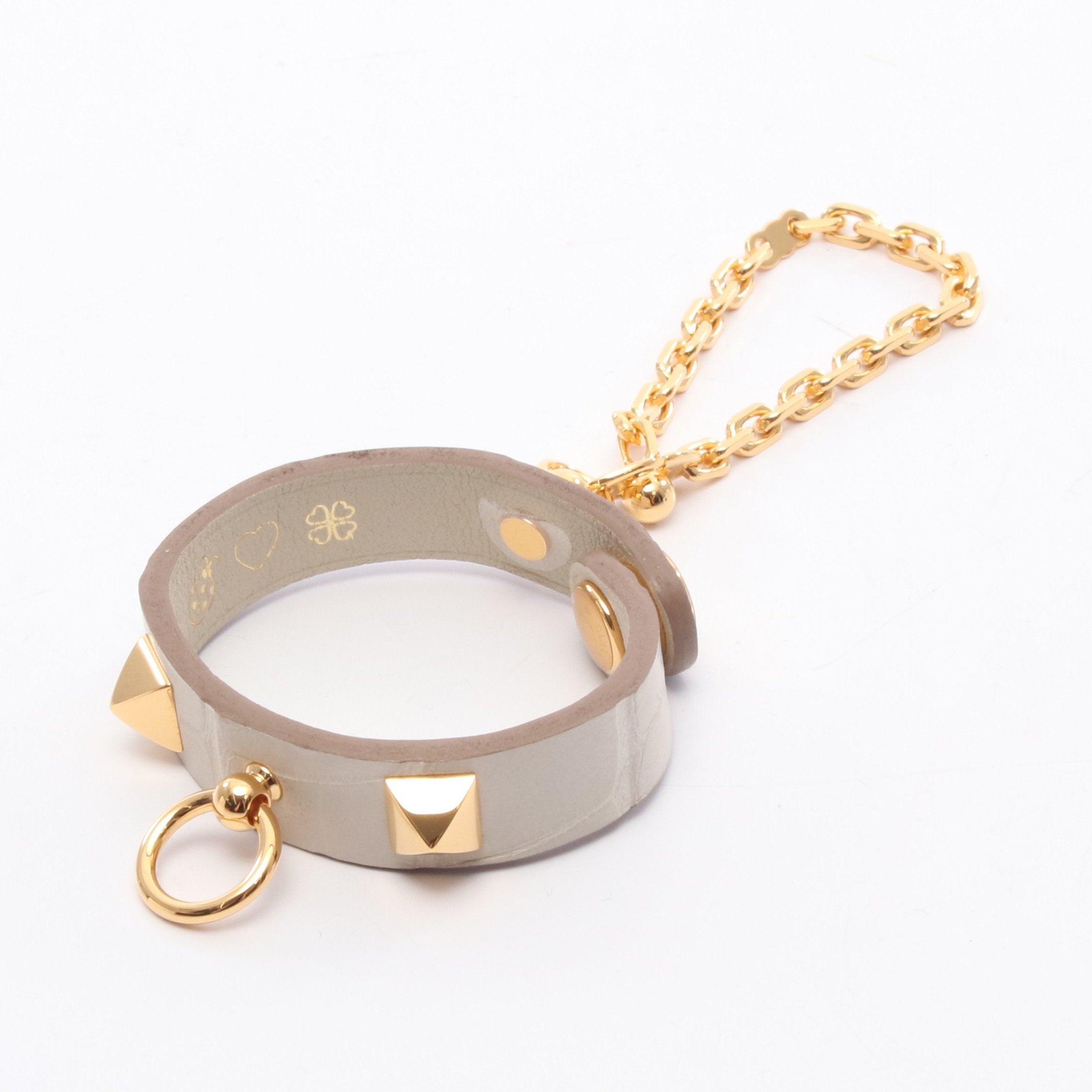 リヴァル グローブホルダー クロコダイル ライトグレー ゴールド金具