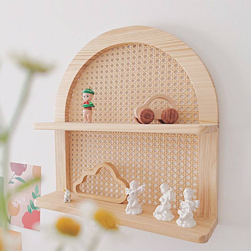 ラタンアーチシェルフ 壁掛けラック ラタン 賃貸 籐 ナチュラル 木製