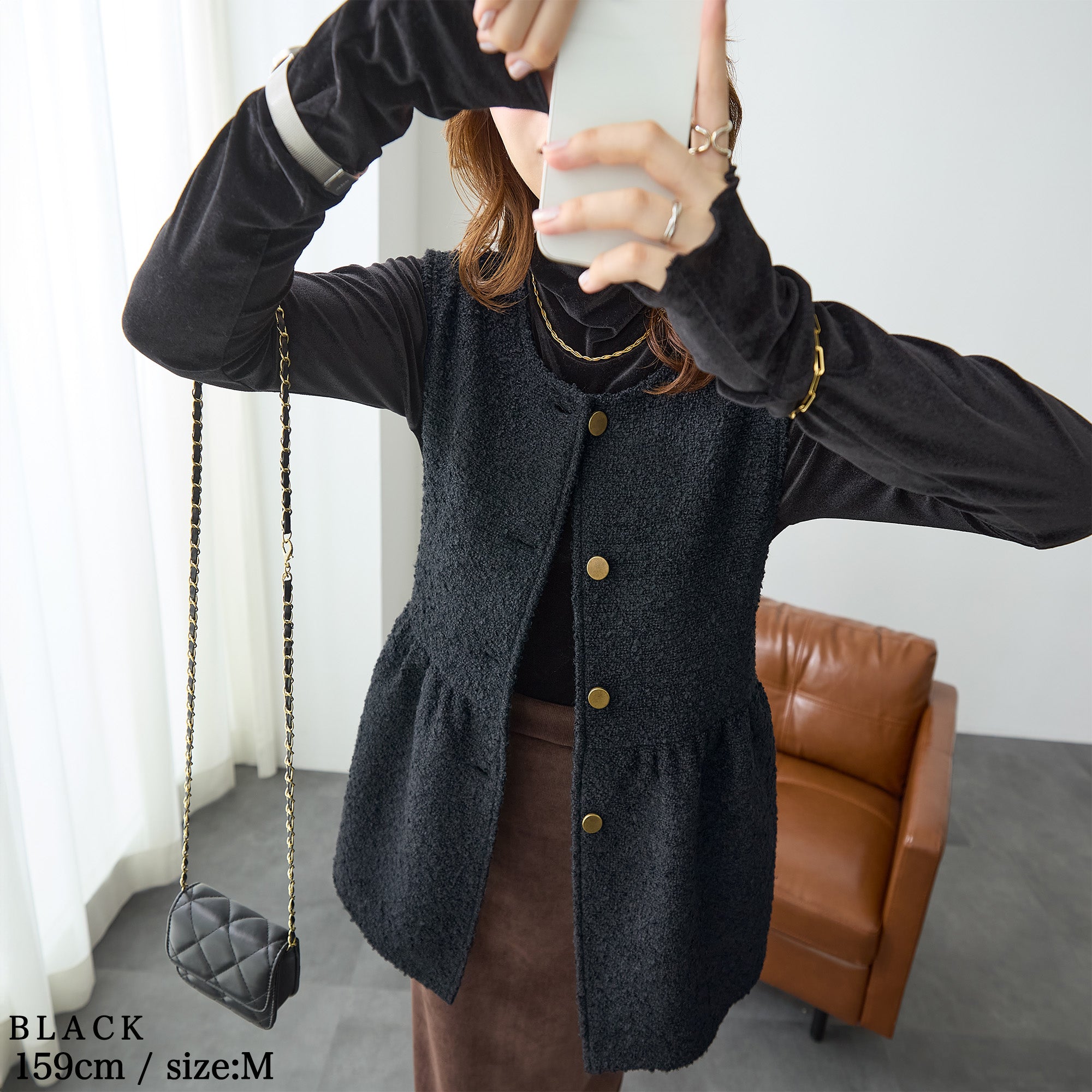 ノーカラーペプラムジレ｜トップス レディース トレンド ベスト｜ReDial