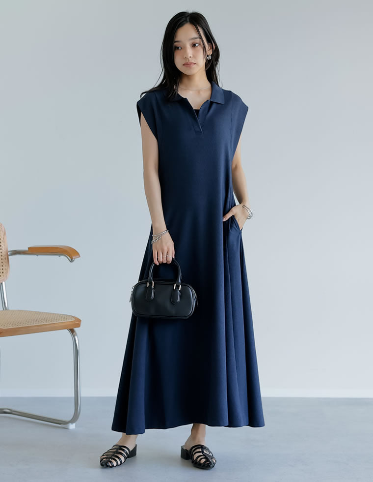 キーネックフレンチスリーブポロワンピース - ワンピース通販 | 人気